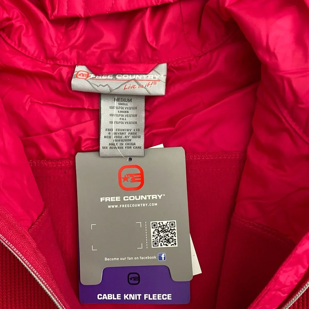 Free Country Cable Knit Fleece Jacket - New - Picture 3 of 5